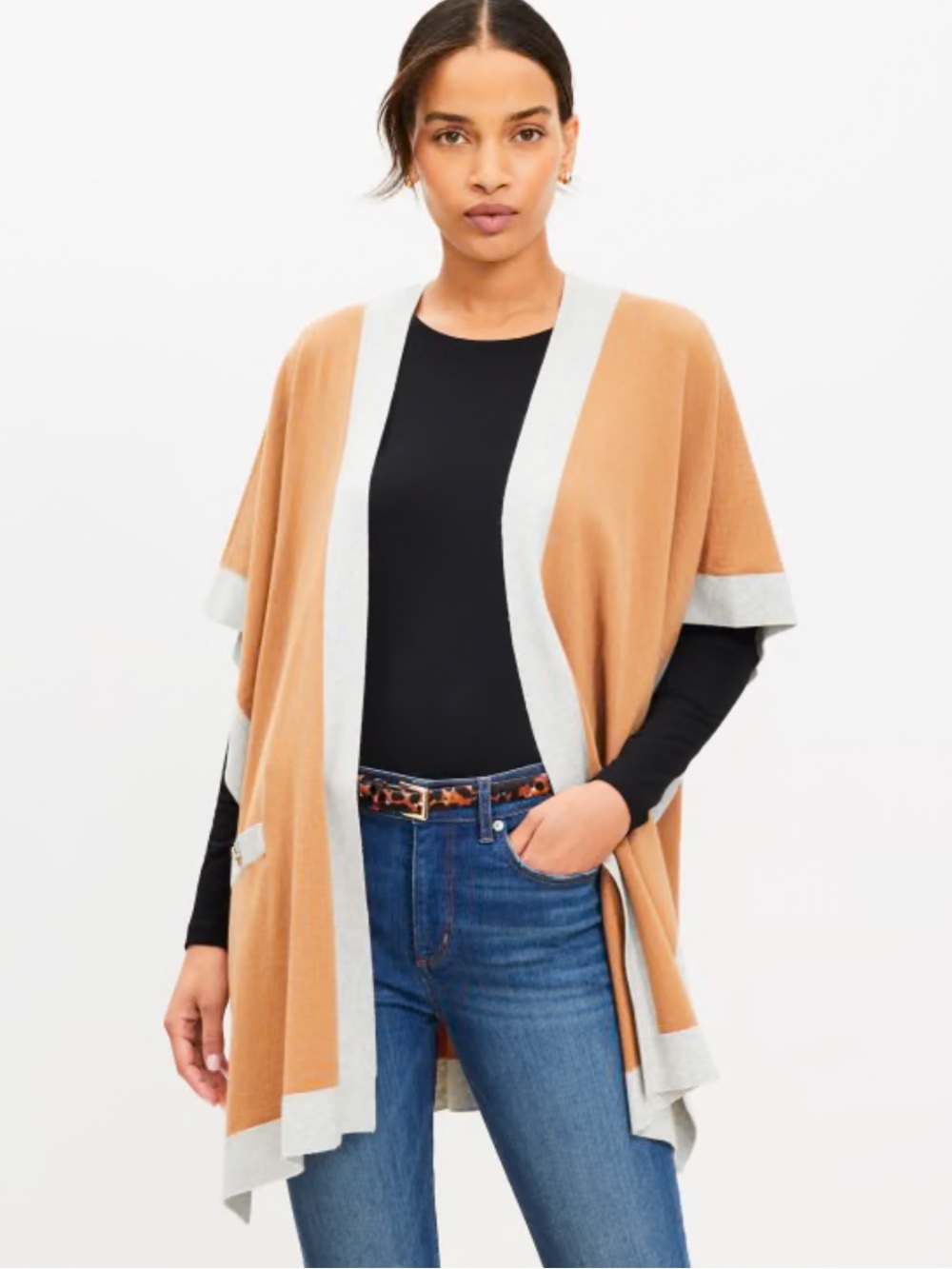 NWT LOFT ColorBlock Button Pocket Wrap